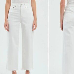 DAZE Denim Sundaze Raw Hem High-Rise Straight Crop Jeans Swan White 27 NWOT